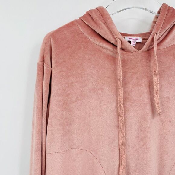 Splendid Size Large Dusty Pink Long Sleeve Velvet Cropped Hoodie - Picture 4 of 9